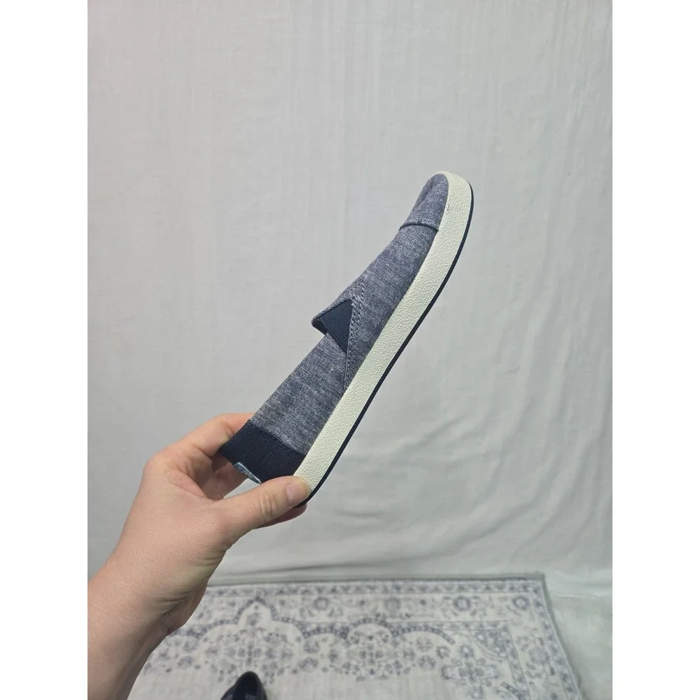 TOMS Boys Y‎ 2.5 Youth Boat Low Top Shoe Slip On Sneaker Canvas Blue Chambray